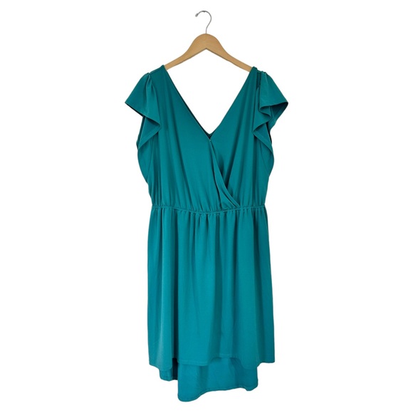 Ava & Viv Laguna Teal Faux Wrap Hi Lo Dress Knit Elastic Waist Size 1X - Picture 10 of 15